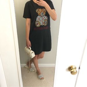 Super cute tee dress . Teddy bear glitters